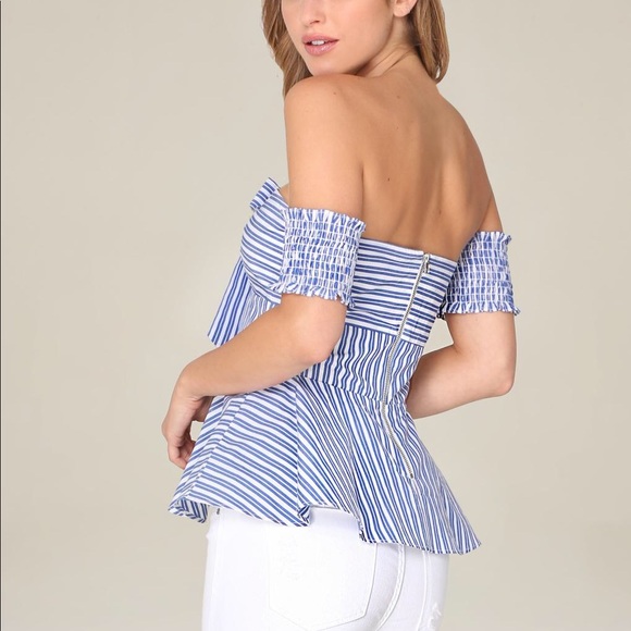 Bebe striped off the shoulder top - Picture 2 of 5